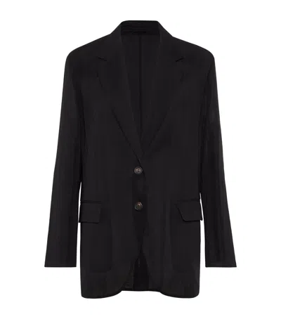 Brunello Cucinelli Cotton Organza Single-breasted Blazer In Black