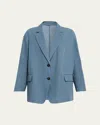Brunello Cucinelli Cotton Organza Single-breasted Deconstructed Jacket In Blue