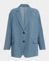 Brunello Cucinelli Cotton Organza Single-breasted Deconstructed Jacket In Blue