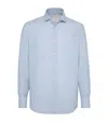 Brunello Cucinelli Cotton Oxford Slim-fit Shirt In Blue
