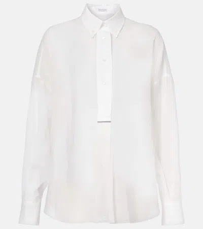 Brunello Cucinelli Cotton Oxford Shirt In White