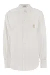 Brunello Cucinelli Cotton Shirt With Logo Embroidery In White