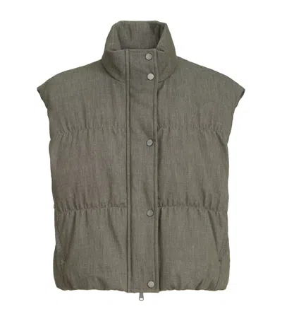Brunello Cucinelli Cotton Padded Gilet In Green