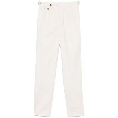 Brunello Cucinelli Tailored White Trousers With Classic Waistband In Neutral