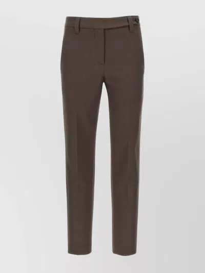 Brunello Cucinelli Cotton Pants With Button And Pockets In Brown