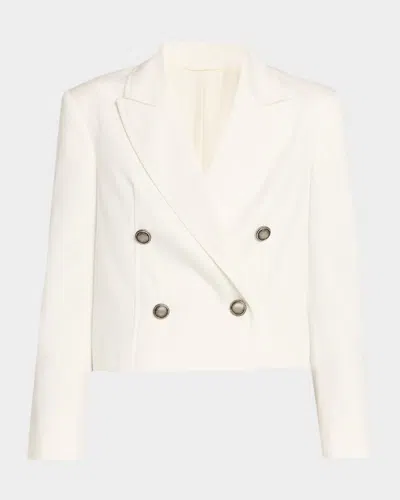 Brunello Cucinelli Cotton Paper Twill Double-breasted Jacket In Animal Print