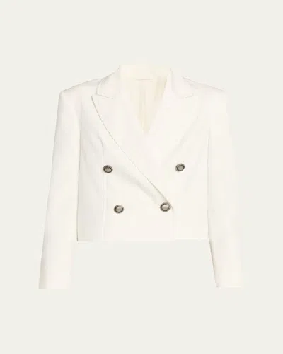 Brunello Cucinelli Cotton Paper Twill Double-breasted Jacket In White