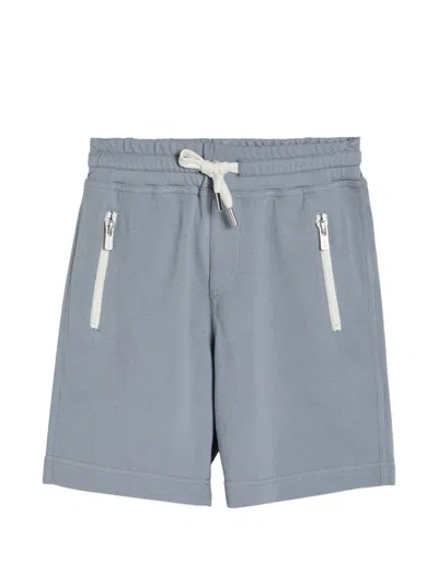 Brunello Cucinelli Kids' Cotton Piqué Bermuda Shorts With Drawstring In Blue