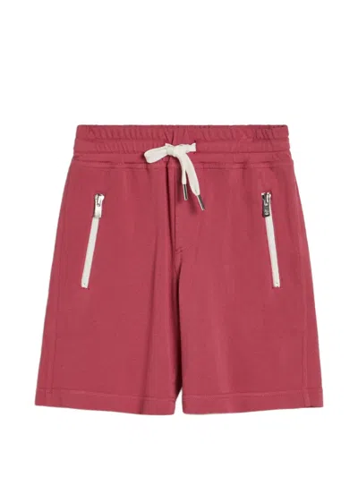 Brunello Cucinelli Kids' Cotton Piqué Bermuda Shorts With Drawstring In Red