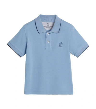 Brunello Cucinelli Kids' Cotton Piqué Polo Shirt (4-12+ Years) In Turchesebluindigo