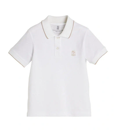 Brunello Cucinelli Kids' Cotton Piqué Polo Shirt (4-12 Years) In White