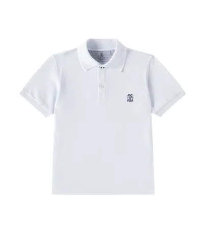 Brunello Cucinelli Kids' Cotton Piqué Polo Shirt In Blue