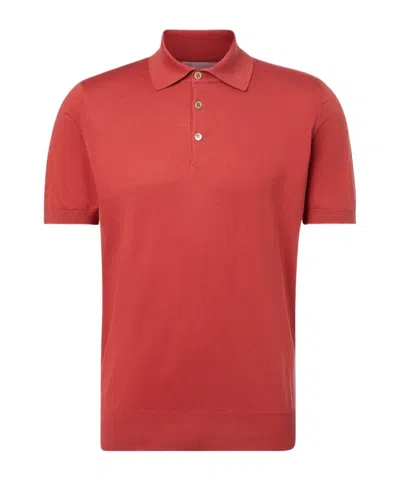 Brunello Cucinelli Cotton Pique Polo Shirt In Red