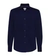 Brunello Cucinelli Patterned-jacquard Long-sleeve Shirt In Blue