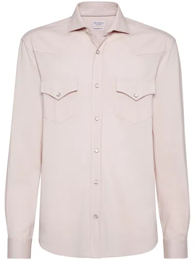 Brunello Cucinelli Cotton Piqué Shirt In Pink