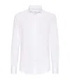 Brunello Cucinelli Men's Basic Fit Solid Sport Shirt With Button-down Collar In White