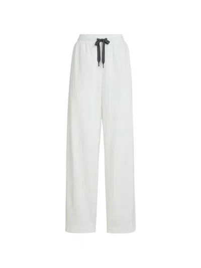Brunello Cucinelli Pique Track Trousers In White