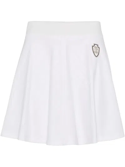 Brunello Cucinelli Cotton Pleated Skirt In White