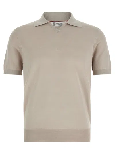 Brunello Cucinelli Cotton Polo Shirt In Neutral