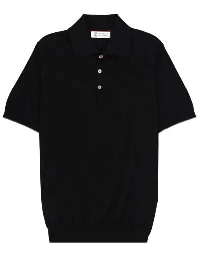 Brunello Cucinelli Cotton Polo Shirt In Black
