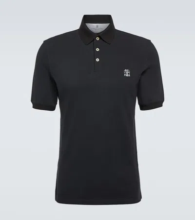 Brunello Cucinelli Cotton Polo Shirt In Black