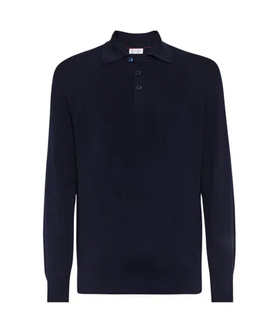 BRUNELLO CUCINELLI BRUNELLO CUCINELLI LONG-SLEEVED KNITTED POLO SHIRT