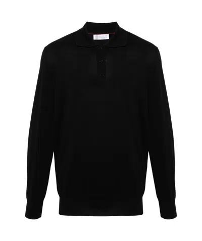 BRUNELLO CUCINELLI BRUNELLO CUCINELLI LONG-SLEEVED KNITTED POLO SHIRT