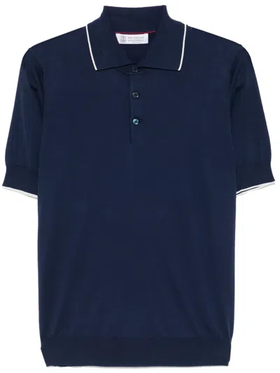 Brunello Cucinelli Cotton Polo Shirt In Blue