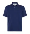 Brunello Cucinelli Double-layer Cotton Polo Shirt In Blue