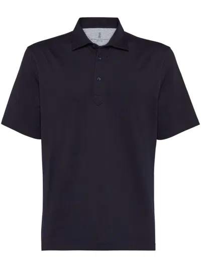 Brunello Cucinelli Cotton Polo Shirt In Blue
