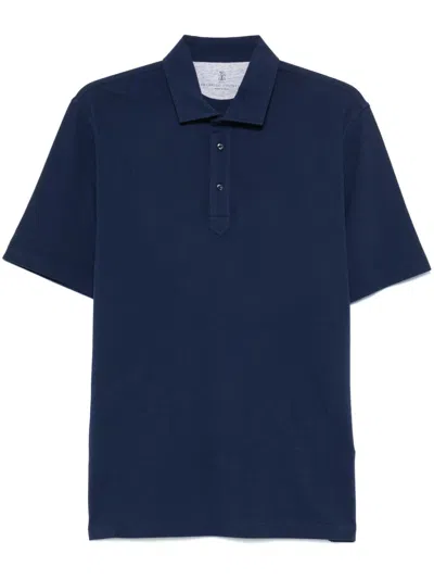 Brunello Cucinelli Cotton Polo Shirt In Blue