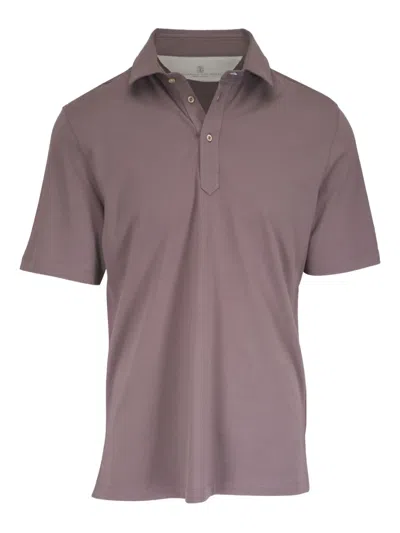 Brunello Cucinelli Cotton Polo Shirt In Brown