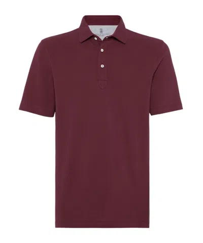 Brunello Cucinelli Man Polo Shirt Garnet Size Xl Cotton In Red