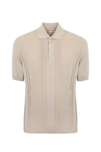 Brunello Cucinelli Cotton Polo Shirt In Corda