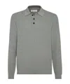 Brunello Cucinelli Knitted Cotton Polo Long Sleeves In Gray
