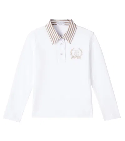 Brunello Cucinelli Kids' Cotton Polo Shirt In Neutral