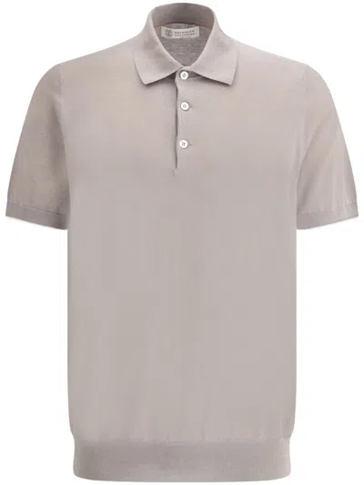 Brunello Cucinelli Cotton Polo Shirt In Neutrals