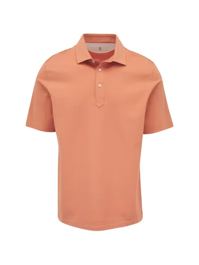 Brunello Cucinelli Cotton Polo Shirt In Orange