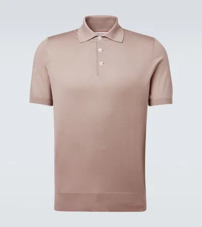 Brunello Cucinelli Cotton Polo Sweater In Gold