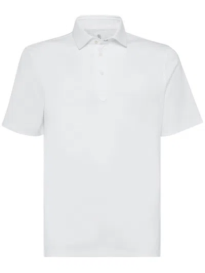Brunello Cucinelli Layered Cotton Polo Shirt In White