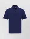 Brunello Cucinelli Double-layer Cotton Polo Shirt In Blu Prussia+grigio Chiaro