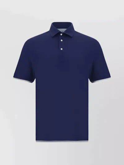 Brunello Cucinelli Double-layer Cotton Polo Shirt In Blue