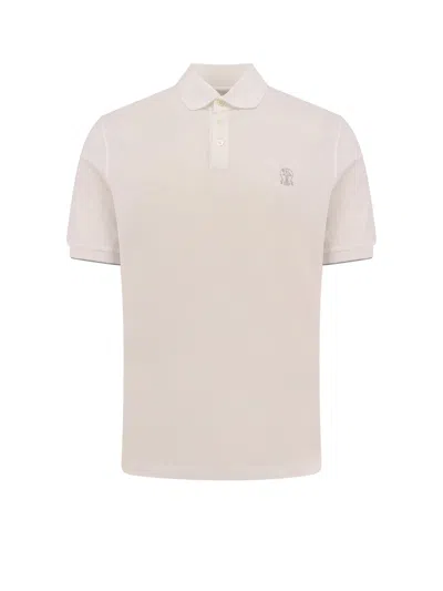 Brunello Cucinelli Cotton Polo Shirt With Iconic Embroidery In White
