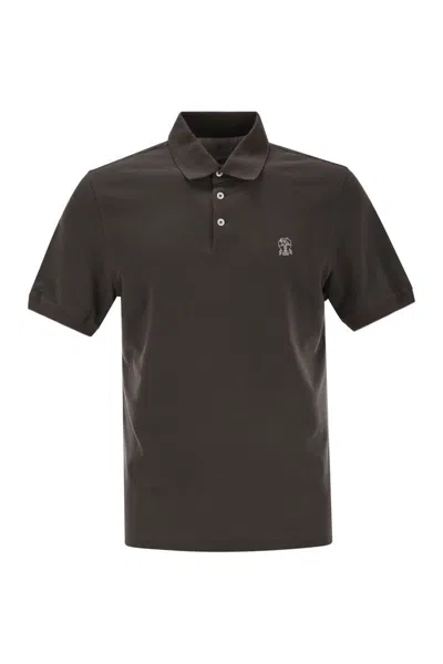 BRUNELLO CUCINELLI BRUNELLO CUCINELLI COTTON POLO SHIRT WITH PRINTED LOGO