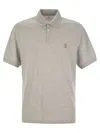 Brunello Cucinelli Cotton Polo Shirt With Printed Logo In Grey