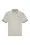 Brunello Cucinelli Cotton Polo Shirt With Printed Logo In Ice