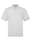 Brunello Cucinelli Cotton Polo Shirt With Printed Logo In Clear Blue