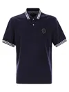 Brunello Cucinelli Cotton Polo Shirt With Printed Logo In Blue