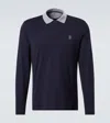 Brunello Cucinelli Logo Embroidered Long-sleeved Polo Shirt In Blue