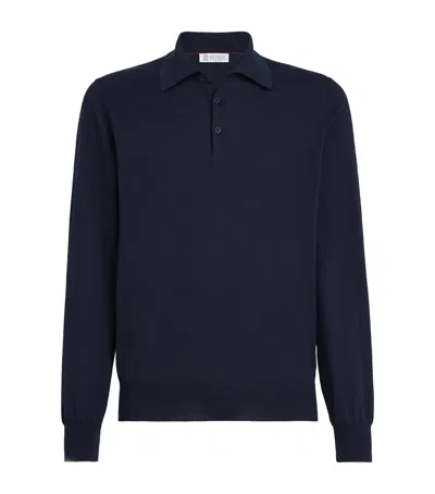 Brunello Cucinelli Cotton Polo Sweater In Black